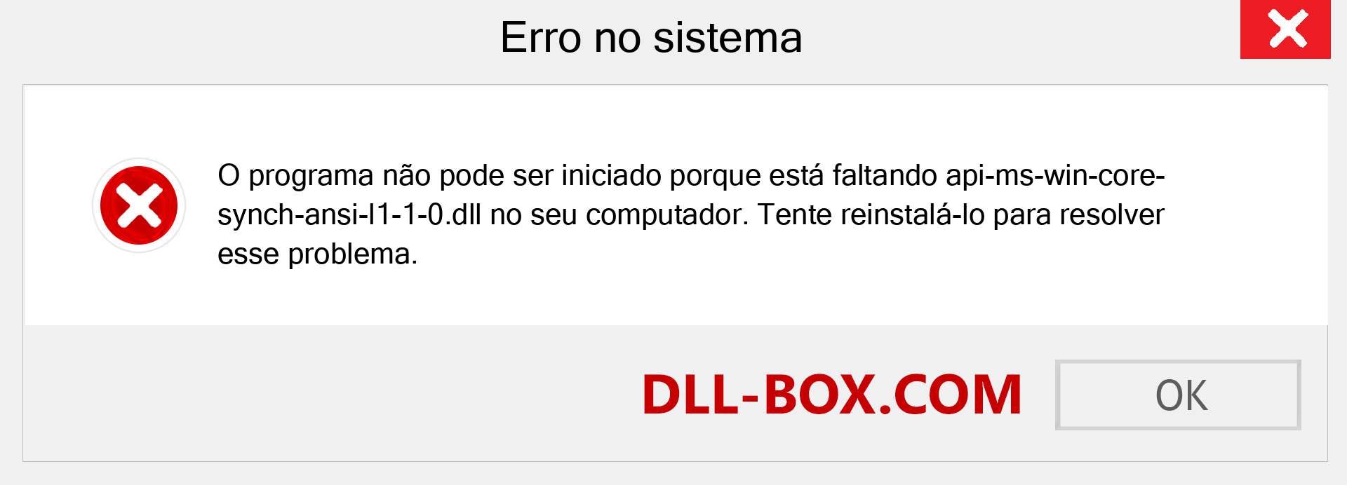 Arquivo api-ms-win-core-synch-ansi-l1-1-0.dll ausente ?. Download para Windows 7, 8, 10 - Correção de erro ausente api-ms-win-core-synch-ansi-l1-1-0 dll no Windows, fotos, imagens
